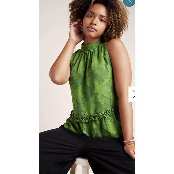 Anthropologie Maeve Savannah Swing Floral Lime Green Blouse Size 6 - Picture 4 of 11